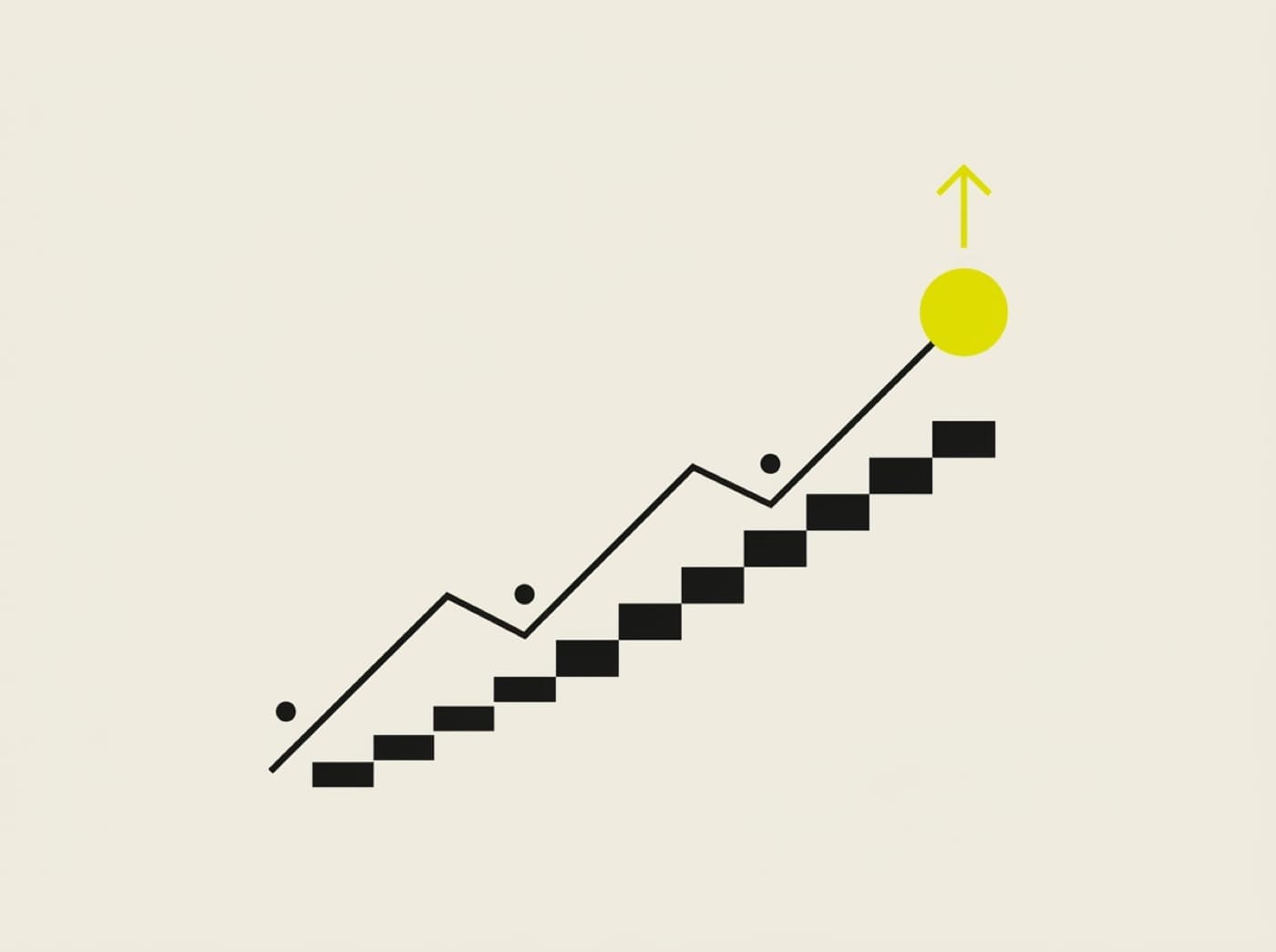 A line chart of sales trending sharply upward